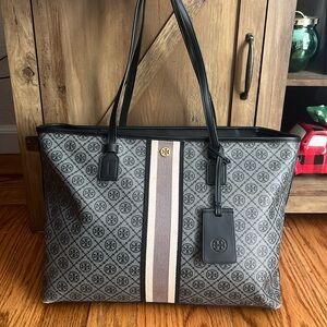 Tory Burch T Monogram Black Tote Bag